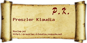 Preszler Klaudia névjegykártya